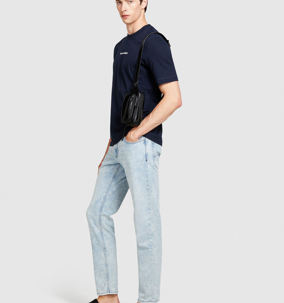 T-shirt with print in organic cotton - men's short sleeve t-shirts - Dark Blue | Sisley image number 2